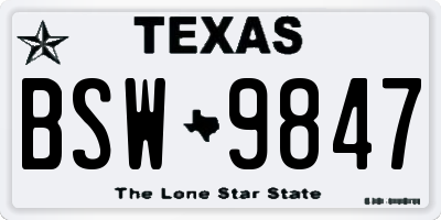 TX license plate BSW9847