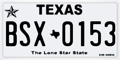TX license plate BSX0153
