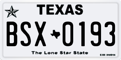TX license plate BSX0193