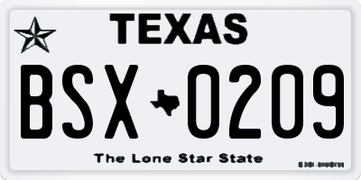 TX license plate BSX0209