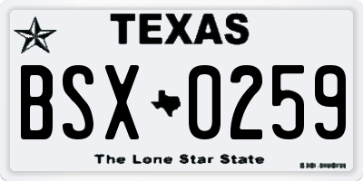 TX license plate BSX0259