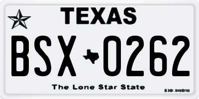 TX license plate BSX0262
