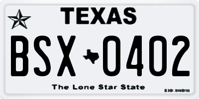 TX license plate BSX0402