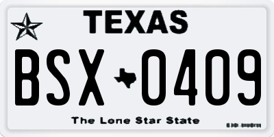 TX license plate BSX0409