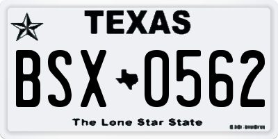 TX license plate BSX0562