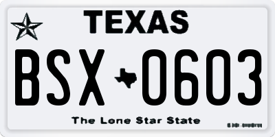TX license plate BSX0603
