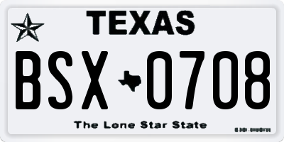 TX license plate BSX0708