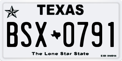 TX license plate BSX0791