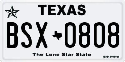 TX license plate BSX0808