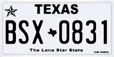 TX license plate BSX0831