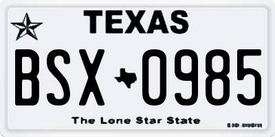 TX license plate BSX0985