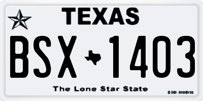 TX license plate BSX1403