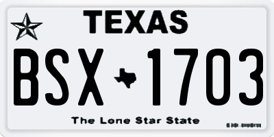 TX license plate BSX1703