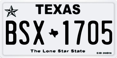 TX license plate BSX1705