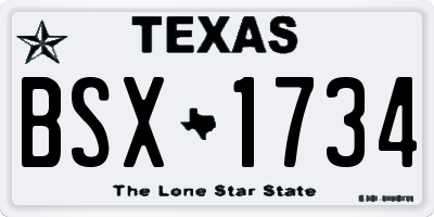 TX license plate BSX1734