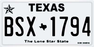 TX license plate BSX1794
