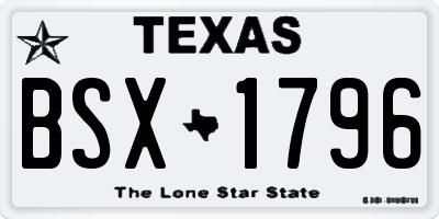 TX license plate BSX1796
