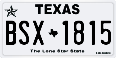TX license plate BSX1815