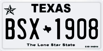 TX license plate BSX1908