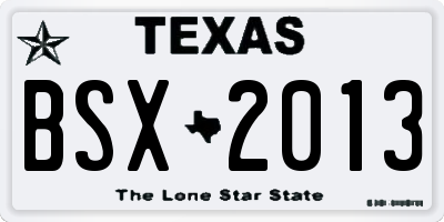 TX license plate BSX2013