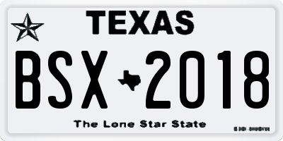 TX license plate BSX2018
