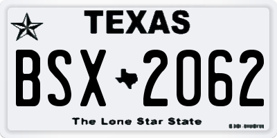 TX license plate BSX2062