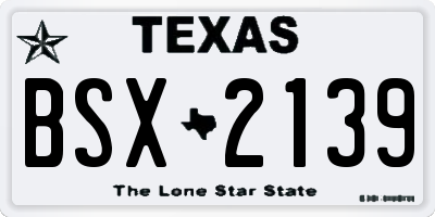 TX license plate BSX2139