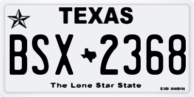 TX license plate BSX2368