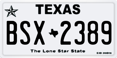 TX license plate BSX2389