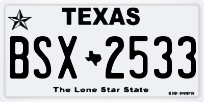 TX license plate BSX2533