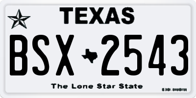 TX license plate BSX2543
