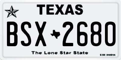 TX license plate BSX2680