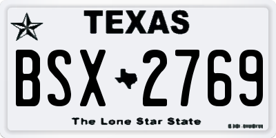 TX license plate BSX2769