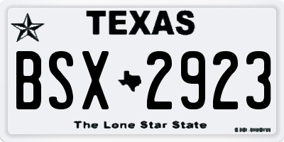 TX license plate BSX2923