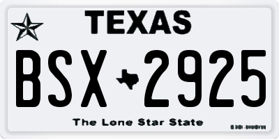 TX license plate BSX2925