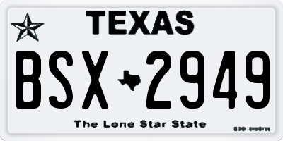 TX license plate BSX2949