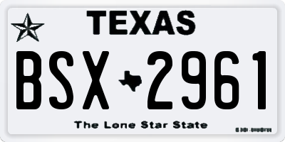 TX license plate BSX2961