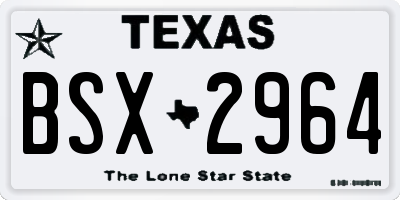 TX license plate BSX2964