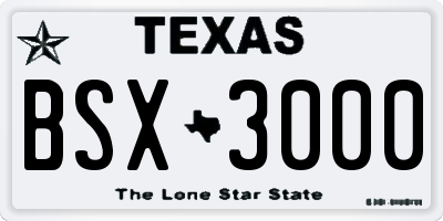 TX license plate BSX3000