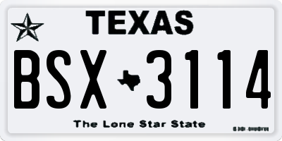 TX license plate BSX3114