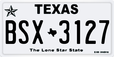 TX license plate BSX3127