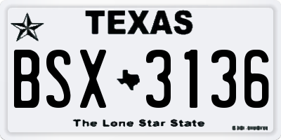 TX license plate BSX3136