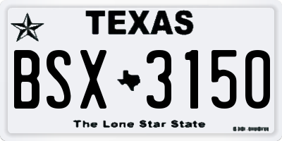 TX license plate BSX3150