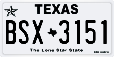TX license plate BSX3151