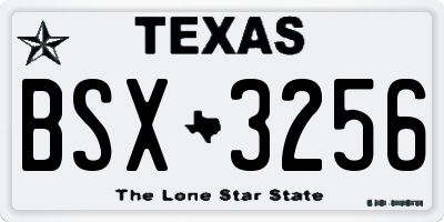 TX license plate BSX3256