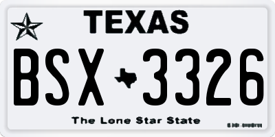 TX license plate BSX3326