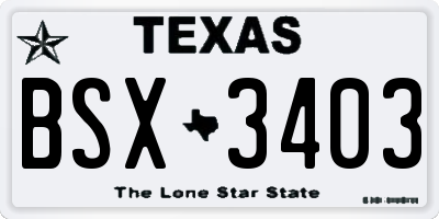 TX license plate BSX3403