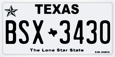 TX license plate BSX3430