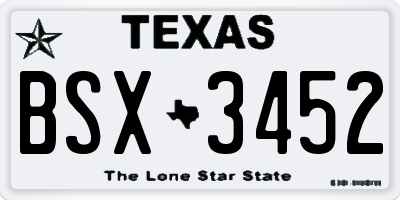 TX license plate BSX3452