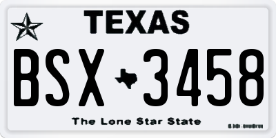 TX license plate BSX3458